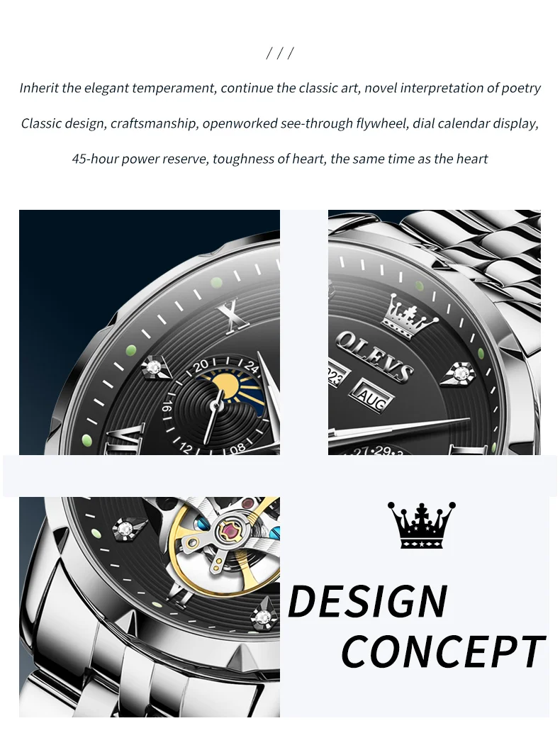 OLEVS 6691 Luxury Tourbillon Automatic Mechanical Watch description image 2
