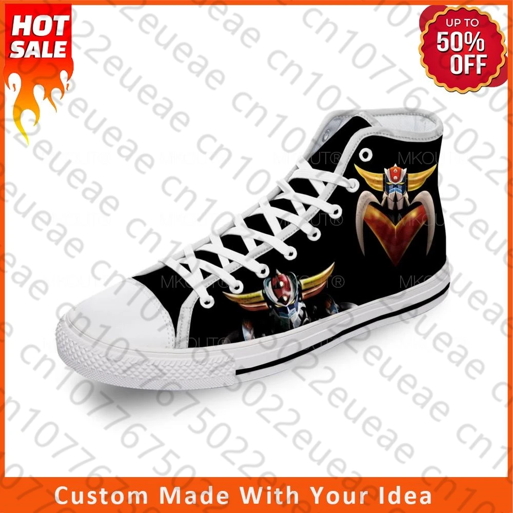 Хит продаж, повседневные тканевые кроссовки с 3D принтом НЛО, робот, гольдрейк, грендайзер, аниме, грендайзер, холщовая обувь с высоким верхом, мужские и женские дышащие кроссовки