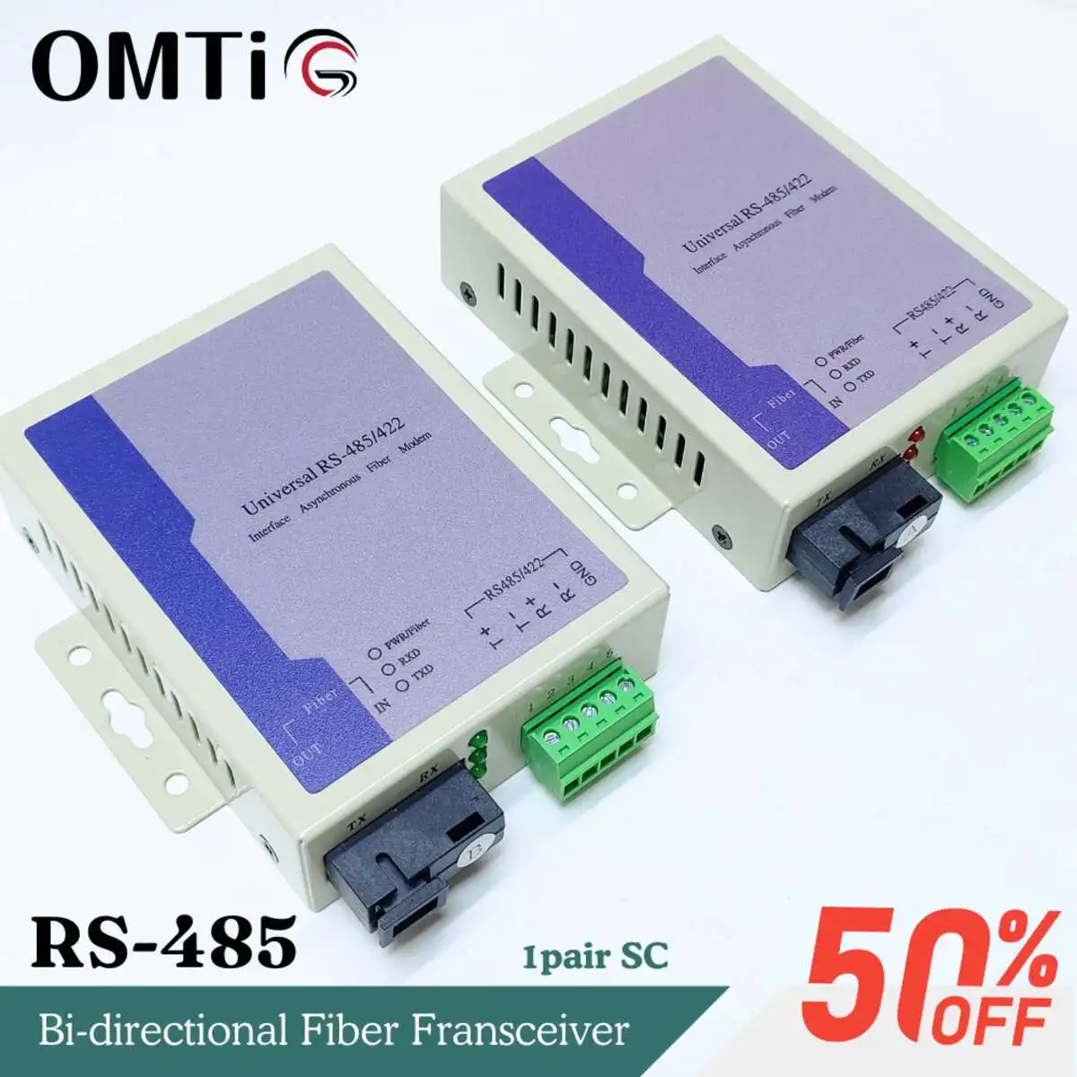 OMTiG 1-2PAIR SC Bidirectional 485 Bidirectional Data Optical Fiber Media Converter Fiber Transceiver X1 Route High Quality
