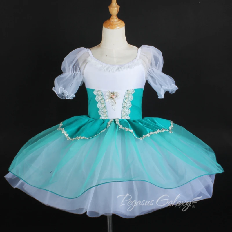 Ragazze Princess Ballet Tutu Dress Kids Green Ballet Dance Costume Adult Women Ballerina Swan Lake Costumes Ballet Stage Dancewear