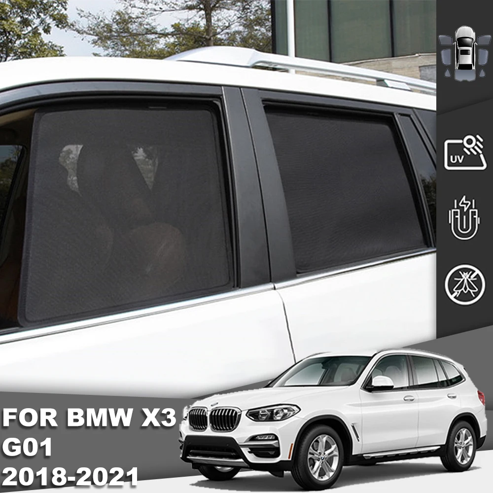 

For BMW X3 G01 2017-2024 IX3 G08 Magnetic Car Sunshade Shield Front Windshield Curtain Rear Side Baby Window Sun Shades Visor