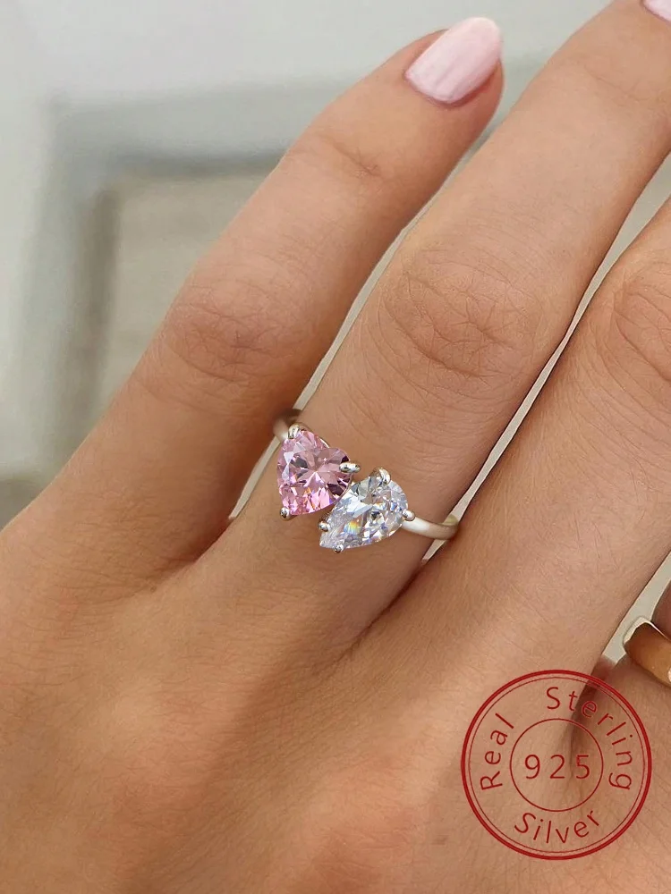 925er Sterlingsilber, schlicht, klassischer Liebes-Herz-Wassertropfen-Ring für Frauen, Verlobung, Hochzeit, luxuriös, hochwertiger edler Schmuck