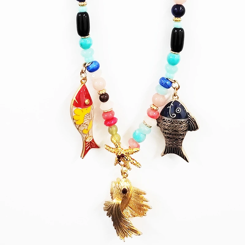 Halawly Shell Necklace Choker | Mermaid Tail Starfish Pearl Bib Statement Necklace