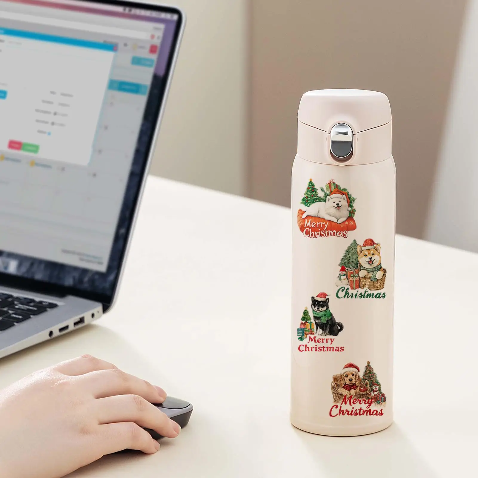 Christmas Craft Stickers 56 Pieces Dog Theme Decor Art Supplies Christmas Theme Stickers For Phone Case Scrapbook Indoor Outdoor