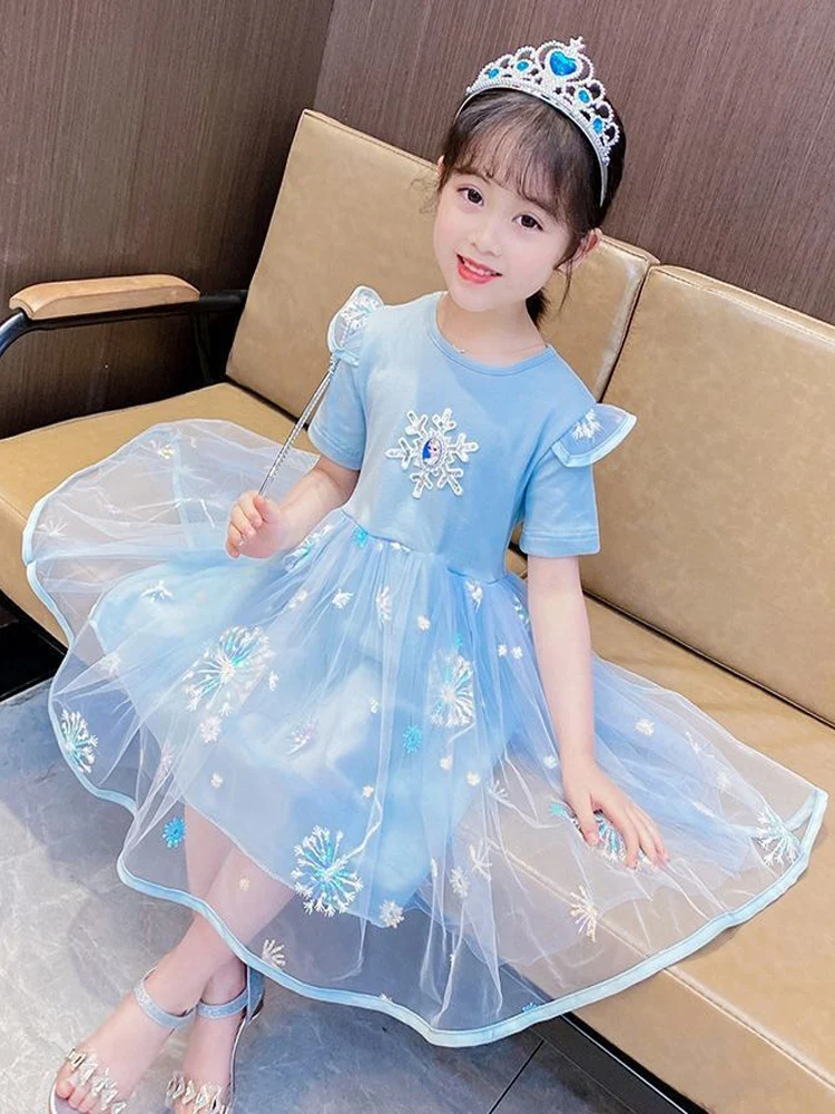 Girls Dress Elsa Princess 2025 Summer Kids Clothes