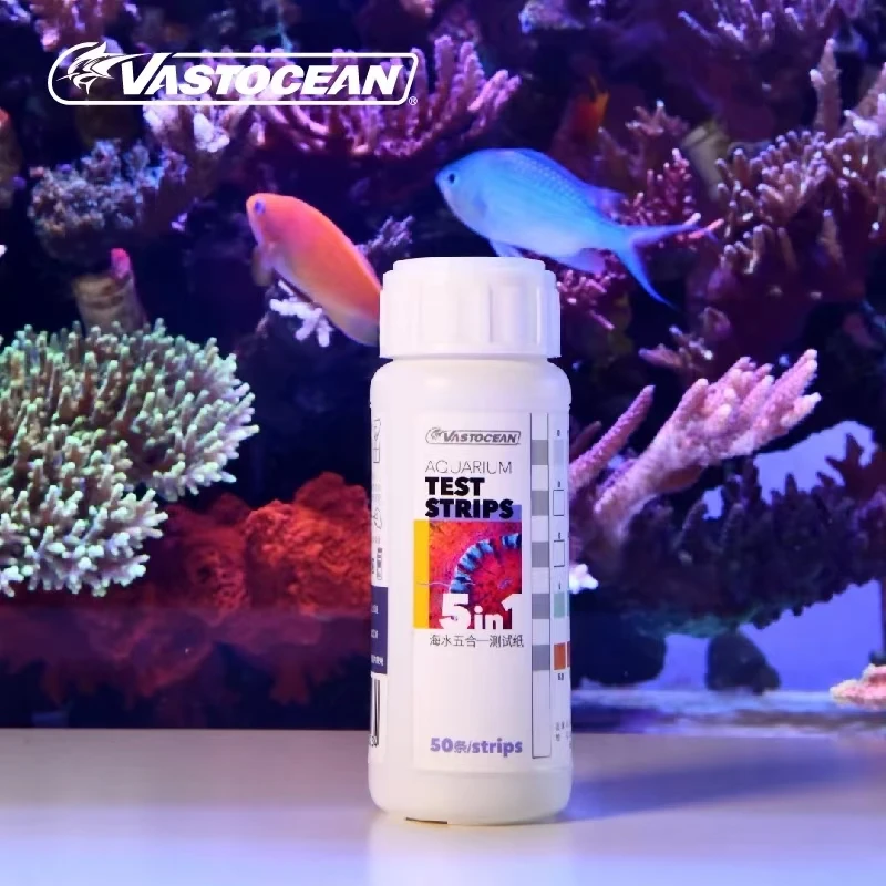 VASTOCEAN saltwater aquarium 5-in-1 test paper NO3 NO2 CL2 KH PH water quality monitoring stick for saltwater nitrite Fish Tank