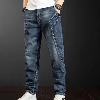 Japan and South Korea Plus Size Multi-Pocket Baggy Jeans Mens Streetwear Cargo Denim Pants Straight Jean