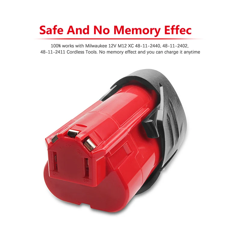 12V 3.0Ah Rechargeable 3000mAh Battery for Milwaukee M12 XC Cordless Tools