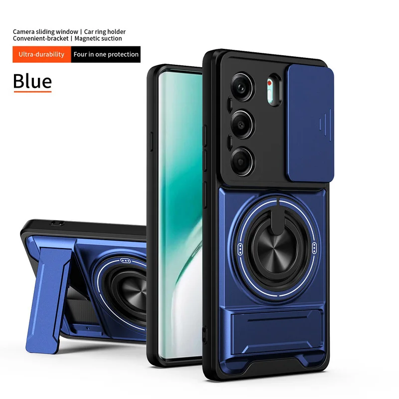 Enhanced 2-in-1 Ring Grip Magnetic Car Holder Case with Lens Protection