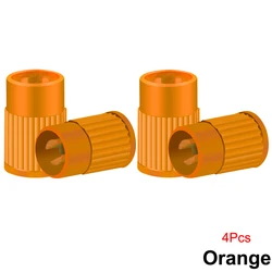 Universal Tire Valve Caps with Core Remover Tool - Durable Plastic Dust Protection (Orange - 4Pcs)
