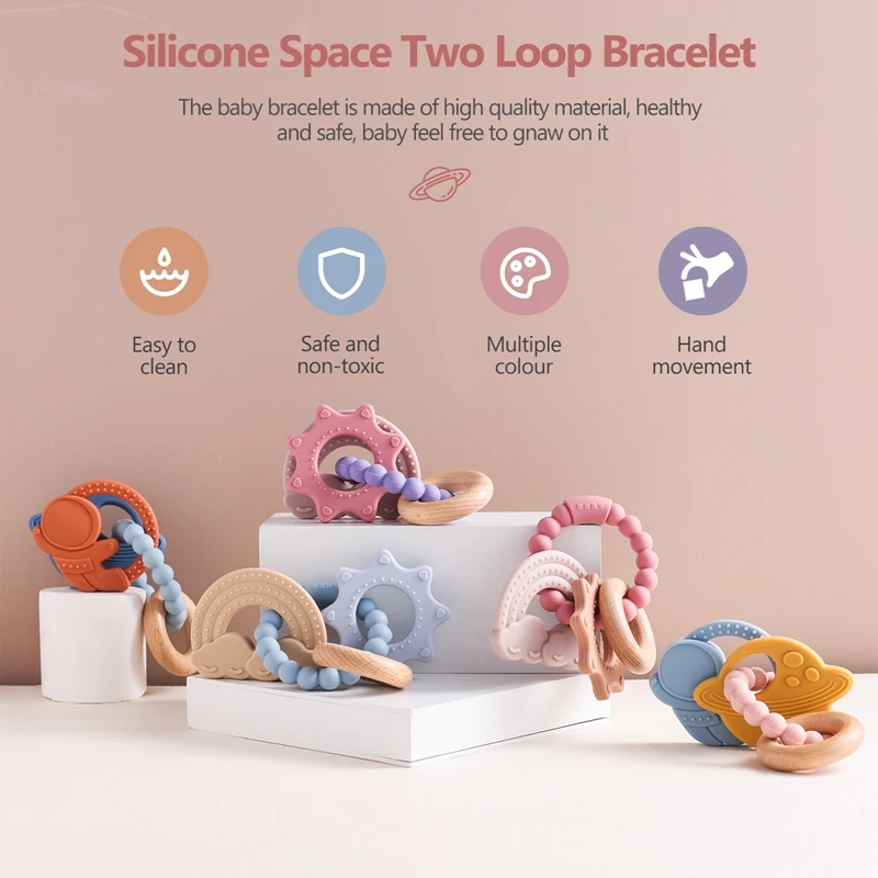 Baby Silicone Bracelet Teether Toys BPA Free Silicone Celestial Nursing Teething Toys Food Grade Newborn Gift teething toys,silicone teething toys