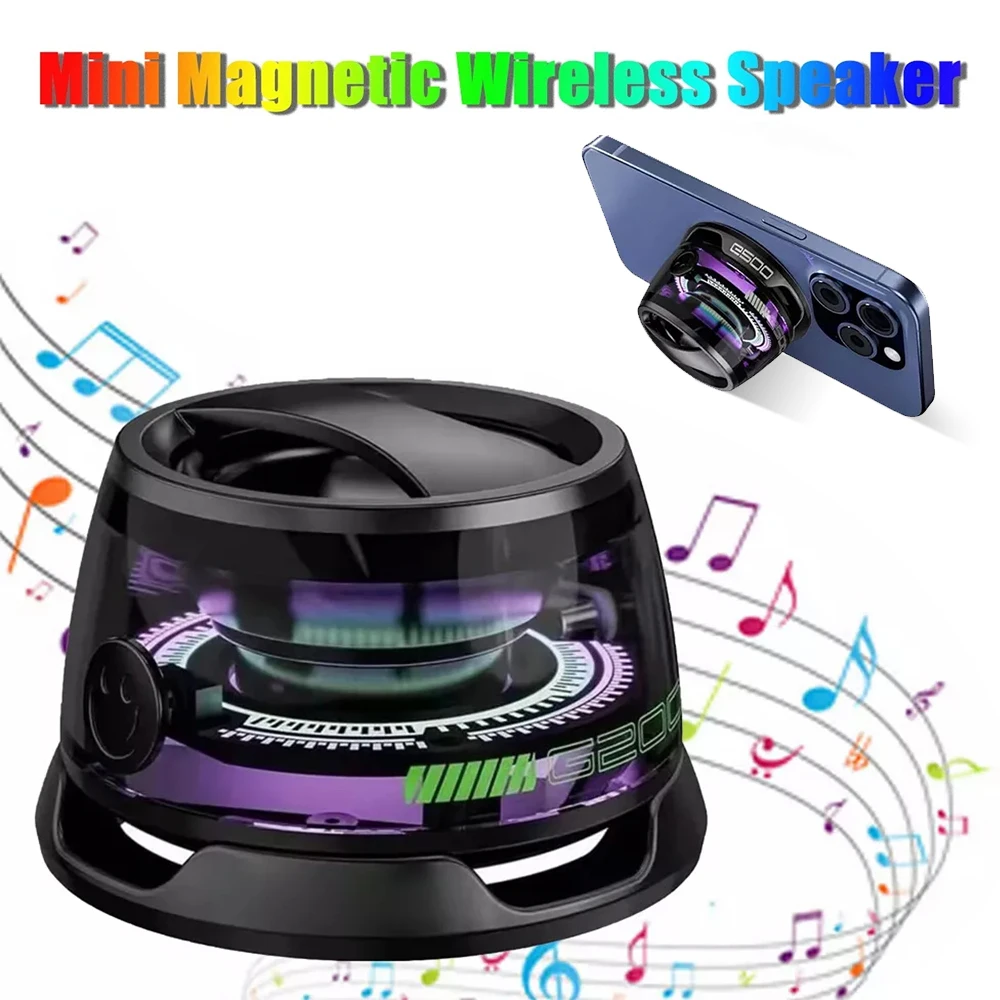 Bluetooth 5.3 Speaker Outdoor Magnetic RGB Lighting Bluetooth Speaker with RGB Color Light Multifunctional Magnetic Phone Holder