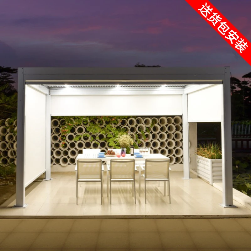 

Electric Outdoor Gazebo, Courtyard Villa, Aluminum Alloy Awning, Garden Terrace, Modern European Outdoor Simple Pavilion