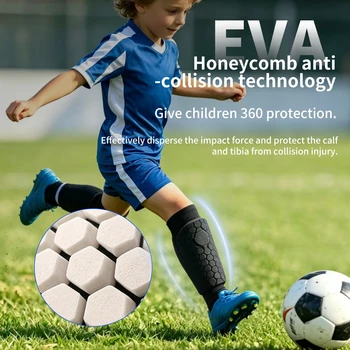 Kids' Soccer Shin Guard Sleeves – Lightweight EVA Honeycomb Calf Protectors 2