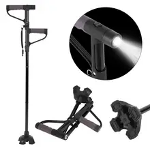

Retractable Collapsible Anti-slip Double T-handle Folding Walking Stick with LED Light for Elderly Old Man Multi-function Crutch