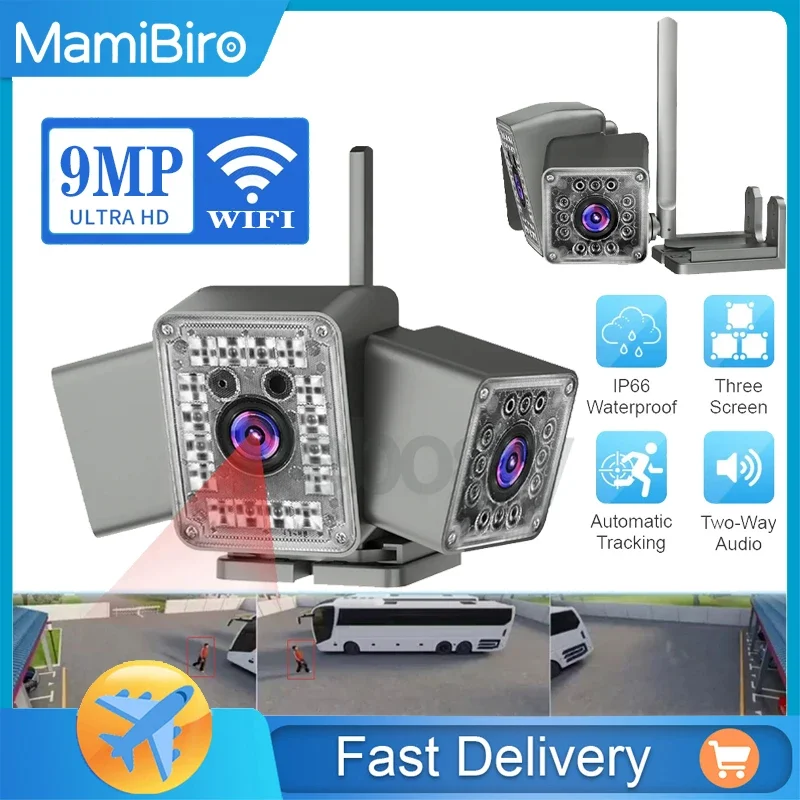 9MP 3X3MP Wifi Camera Security Protection IP66 Waterproof Three Lens 270 Wide Angle Wifi Surveillance Cameras IP Camera Security