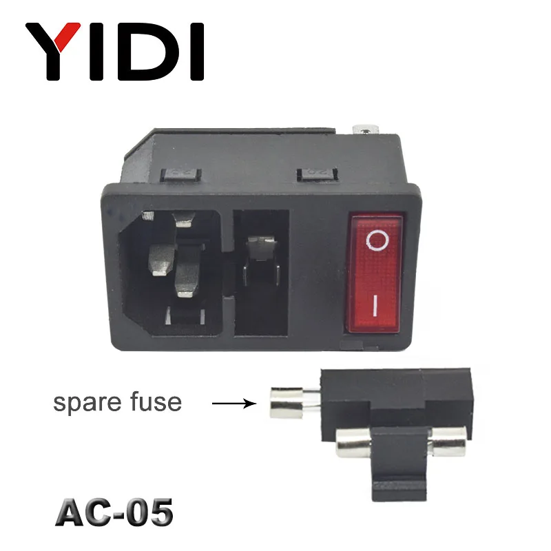 Details about   IEC320 C14 Power Inlet Red SPST Rocker Switch AC 250V 6A 125V 10A 1Pcs 