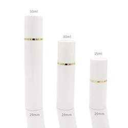White Airless Pump Bottle Set - 20pcs Cosmetic Containers for Travel Toiletries (15ml, 30ml, 50ml) (Clear cap)