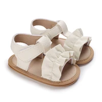 Citgeett Summer Infant Baby Girl Sandals PU Leather Non-slip Pleated Casual Daily Flats Toddler Shoes 2
