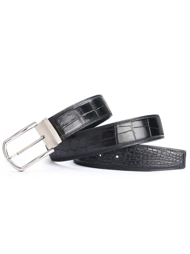 Luxury Designer Men Real Crocodile Belt Pin Buckle Business Man