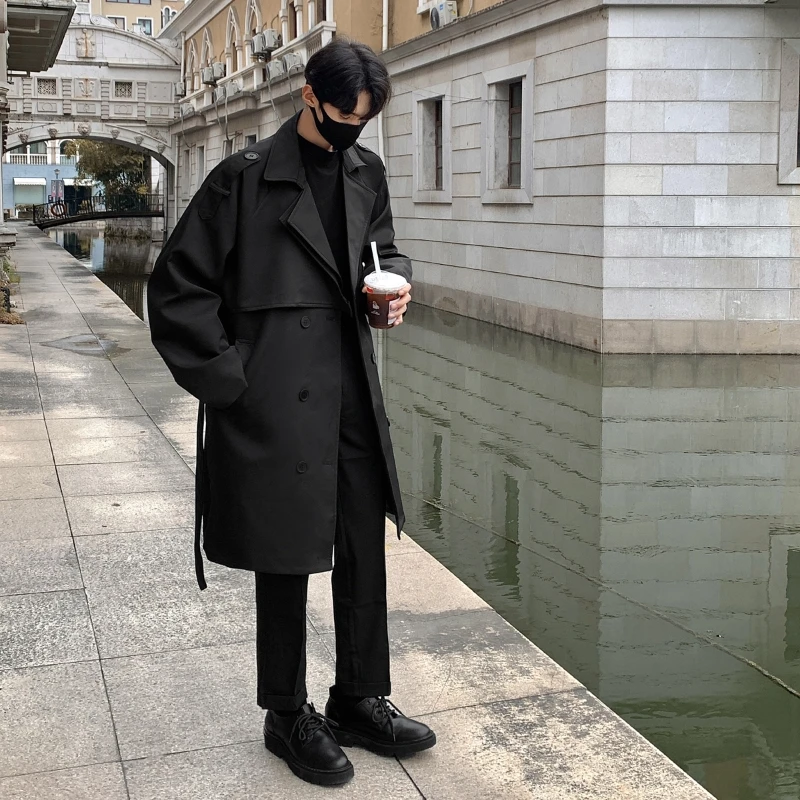 2023 Autumn and Winter New Men's Trench Mid Length Casual Coats Rugged and Handsome High Grade Feeling Coat Long Jackets for Men