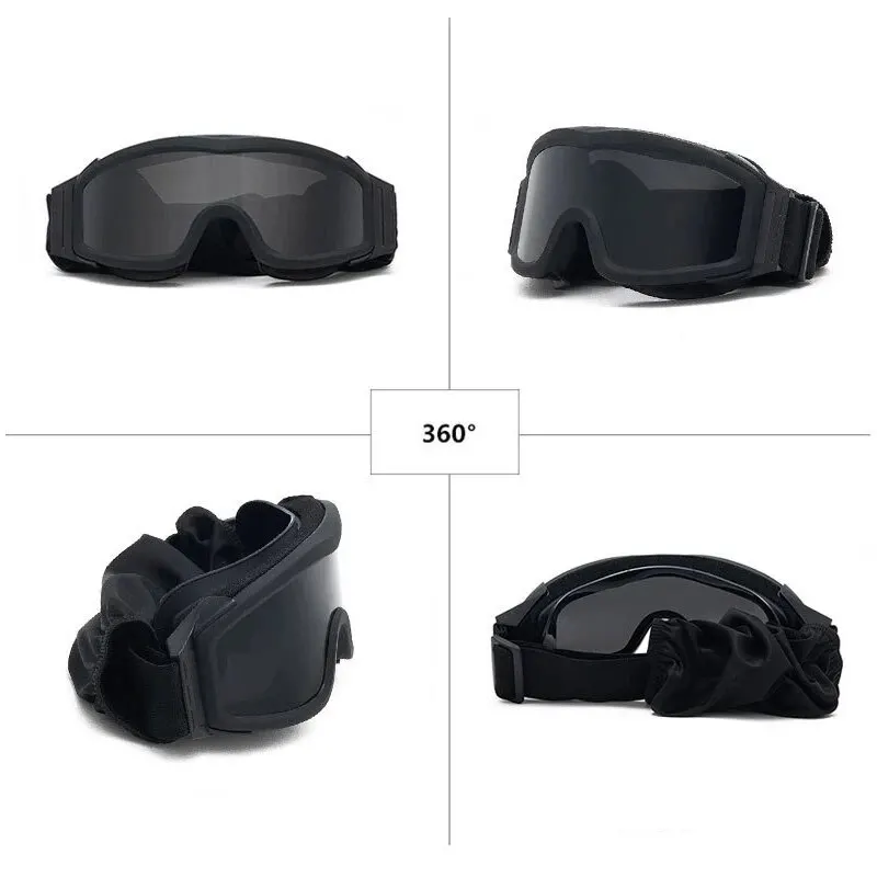 Polarized sports glasses Tactical goggles Shooting glasses Airsoft Tactical Goggles 3 Lens Wind Dust Proof Shooting Motocross Motorcycle Mountaineering Glasses Safe UV Protection