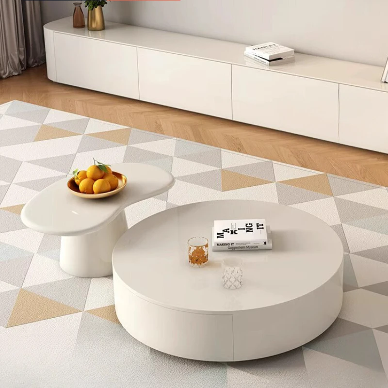 

French Round Tea Table Cream Breeze Nordic Simple Small Family Living Room Household Cat Claw Tea Table Net Red Size Circle