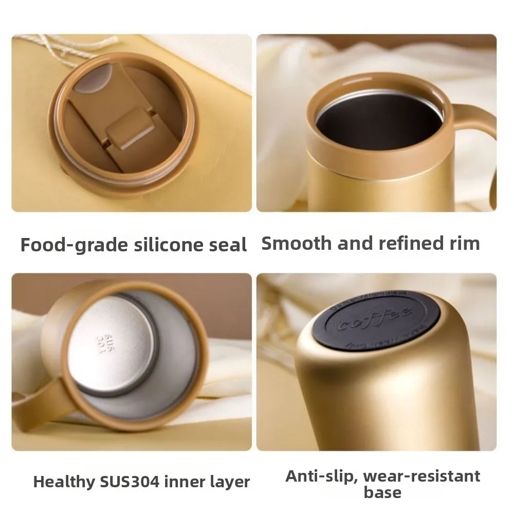 Double-Walled Insulated Coffee Mug Stainless Steel 500ML Thermal Coffee Mug with Handle Portable Vacuum Thermal Cup Portable Use