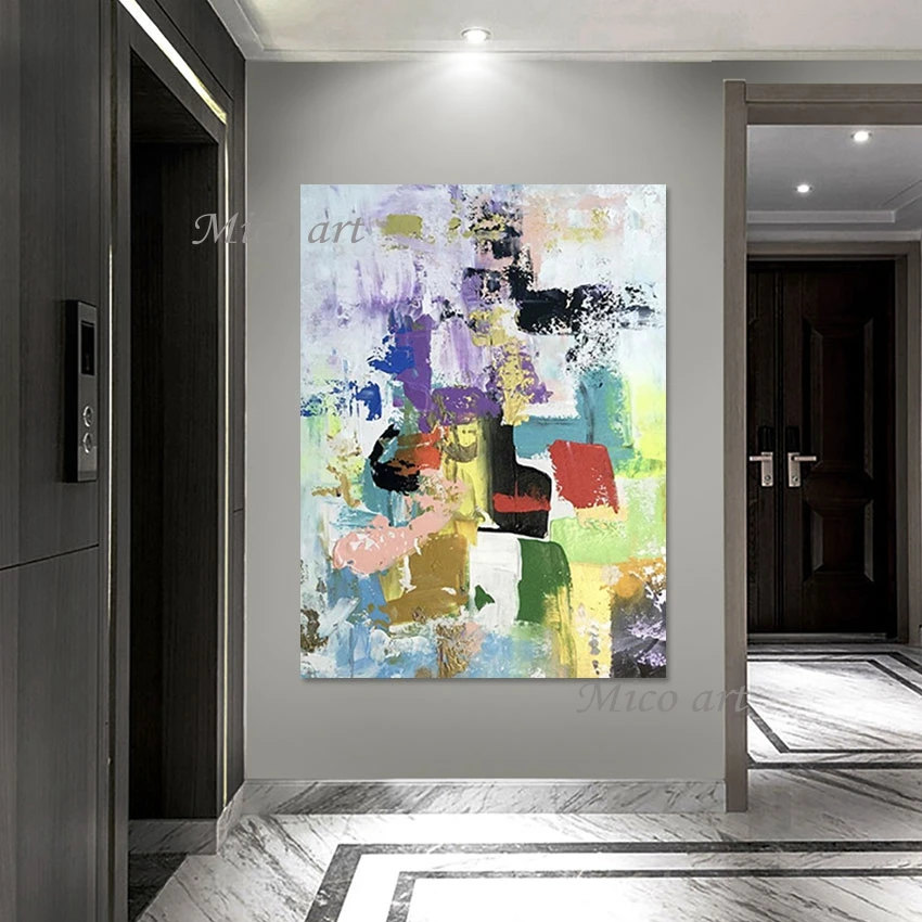 

Красочная художественная живопись, Настенная картина для декора ресторана, картина маслом, холст ручной работы, абстрактная Акриловая картина без рамки