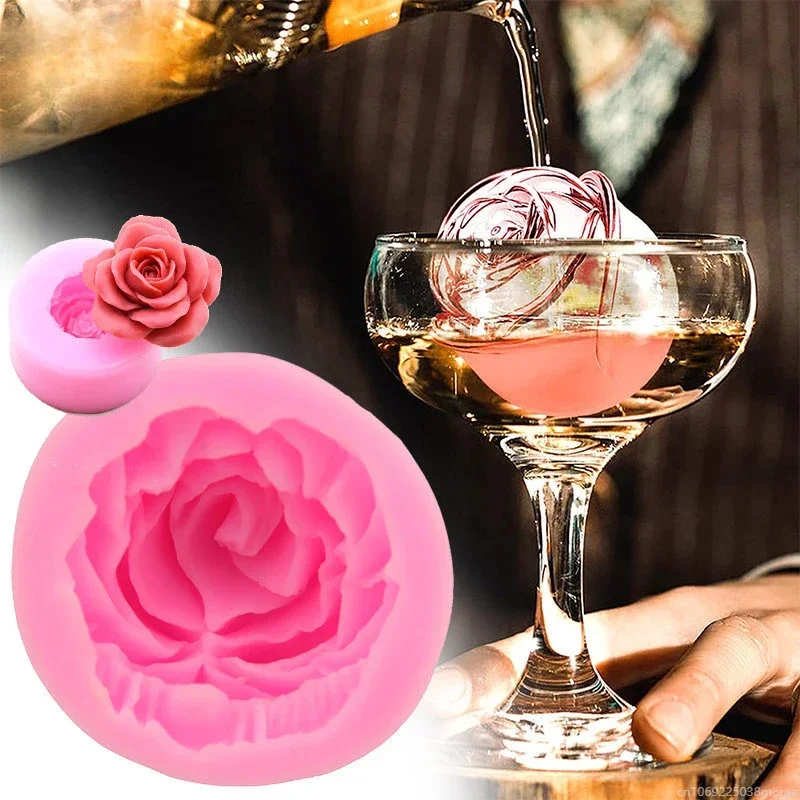 Ice Maker Mold 3D Rose Flower Style Box Silicone DIY Vivid Image Moulds Whisky Cocktail Vodka Bar Ware Party Kitchen Appliance