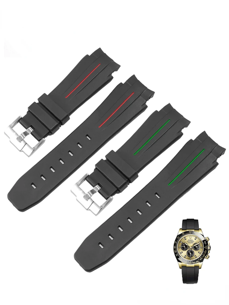 Cinturino Per Orologio In Gomma Da Uomo Per Rolex Ghost King Black Water Ghost Sea-Type Diving Arc Mouth Bracciale Per Orologio In Silicone