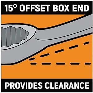 15 degree offset box end provides clearance