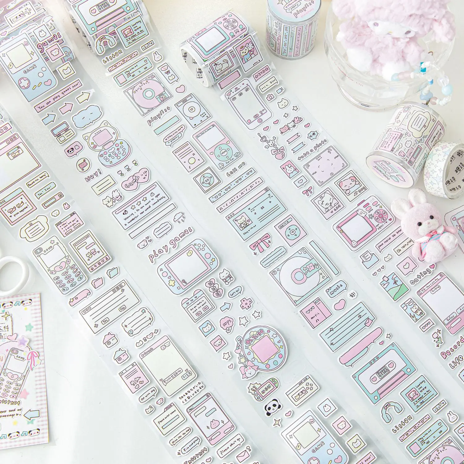200cm/roll Coated paper tape Cute cartoon Animal game machine tape Creative notebook Guka cup Collage material DIY Decorative 6
