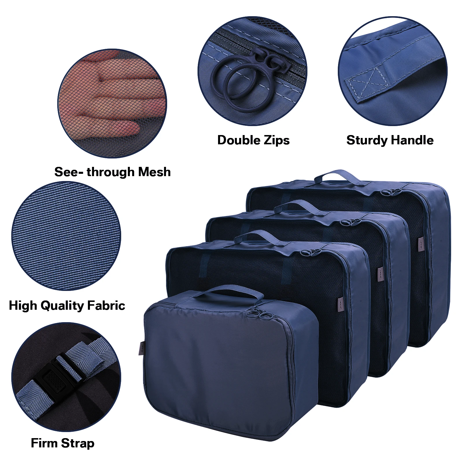 Travel Packing Cubes Set - Waterproof Luggage Organiser Bags