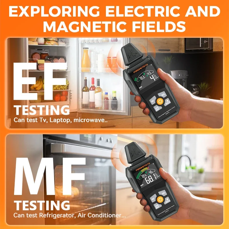 ET01Pro 5 in 1 EMF Meter Electromagnetic Radiation Tester Handheld Radio Frequency Field Test Electric Magnetic Fields Detector