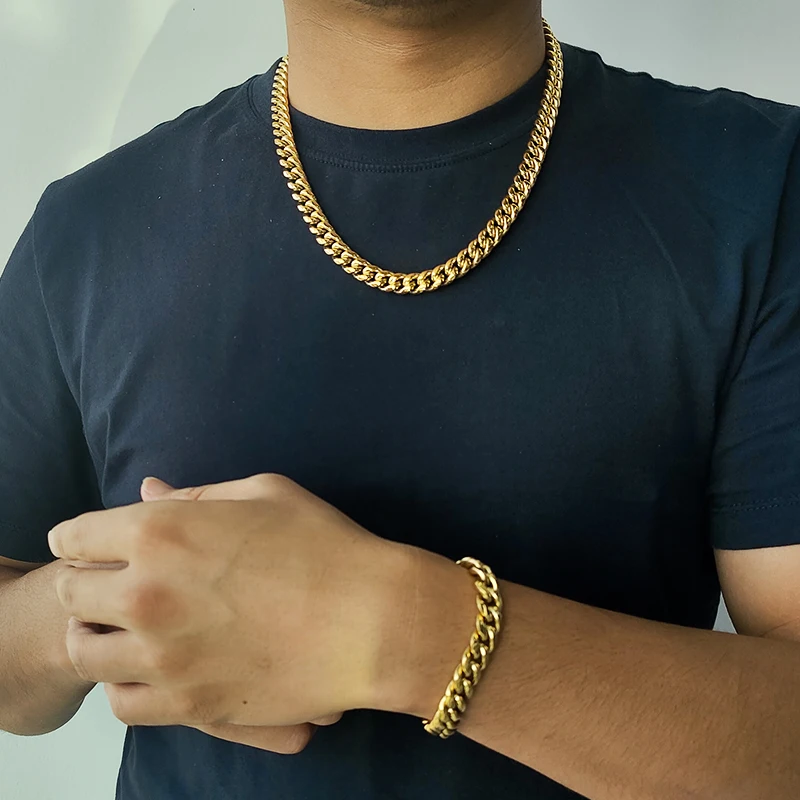 Cuban Necklaces Stainless Steel Necklace Metal Necklace Fashion Necklace 1PCS 6-18mm Miami Cuban Chain for Men Women