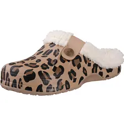 Cozy Fuzzy Slippers: Unisex Waterproof Winter Garden Shoes with Soft Plush and Warm Furry Clogs Design - 44-45(10.4-10.6inch) (Leopard print)