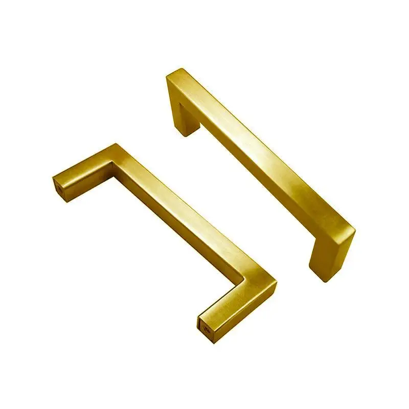 Gold Stainless Steel Cabinet Square Handles Modern Minimalist Furniture Drawer Wardrobe Door Furniture Handles
