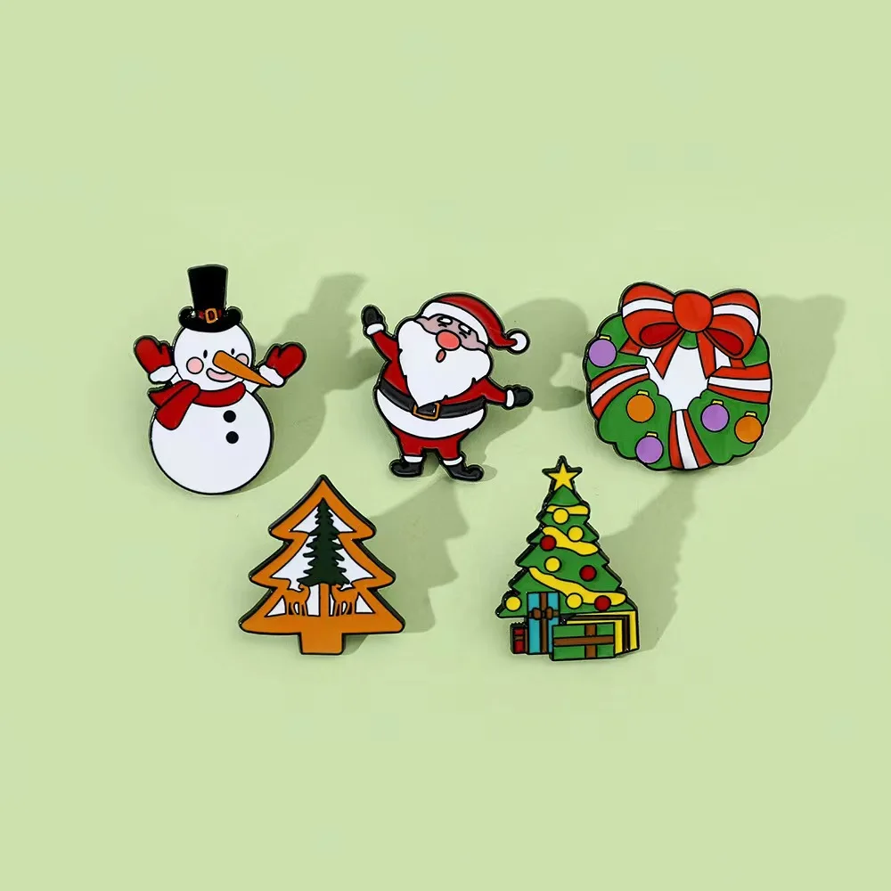 

5pcs Christmas Brooch Pins Snowman Brooches Enamel Lapel Pin Xmas Holiday Party Gifts