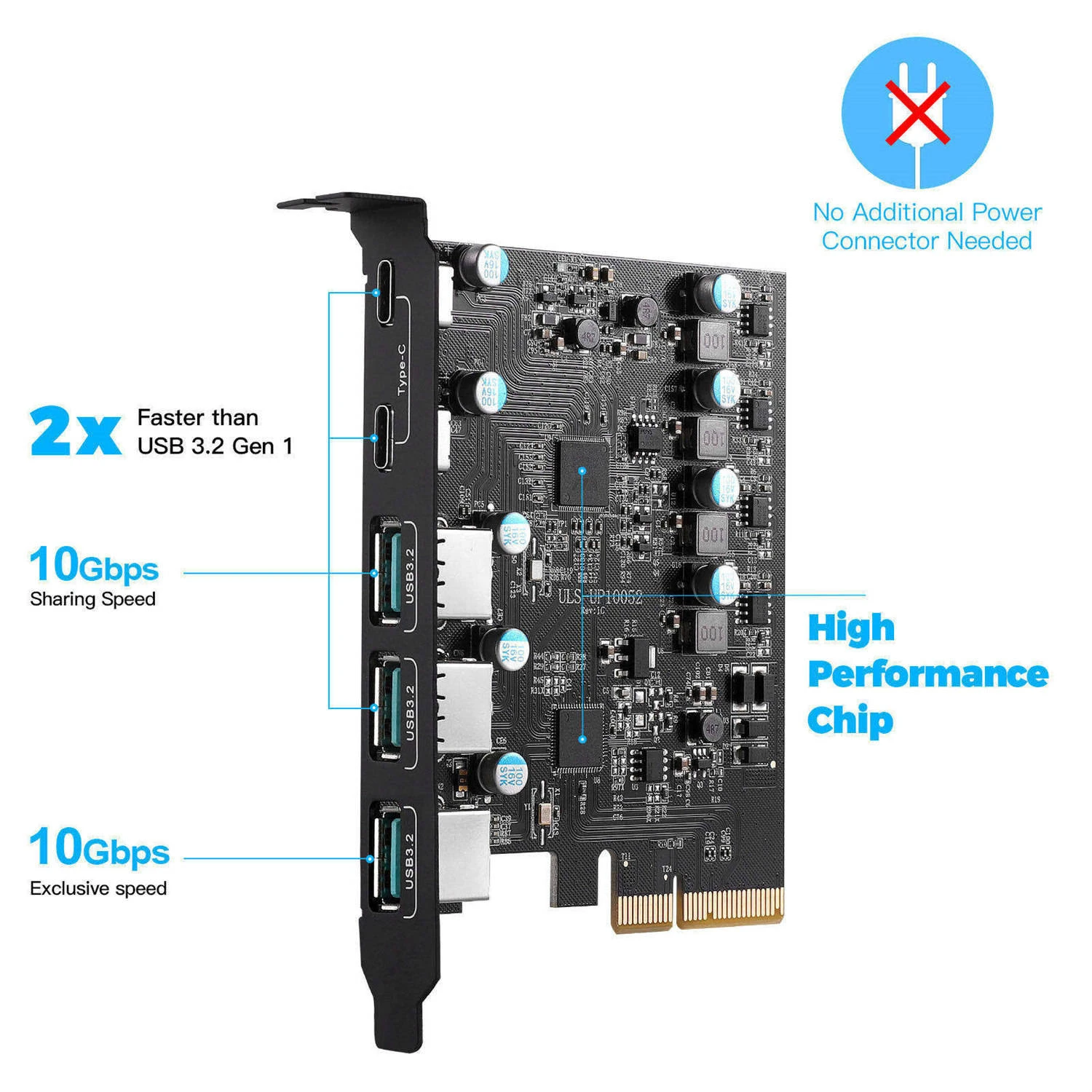 Pcie x4 to usb 3 2 card usb gen2 2x10gbps 5ports pcie card 3port usb a