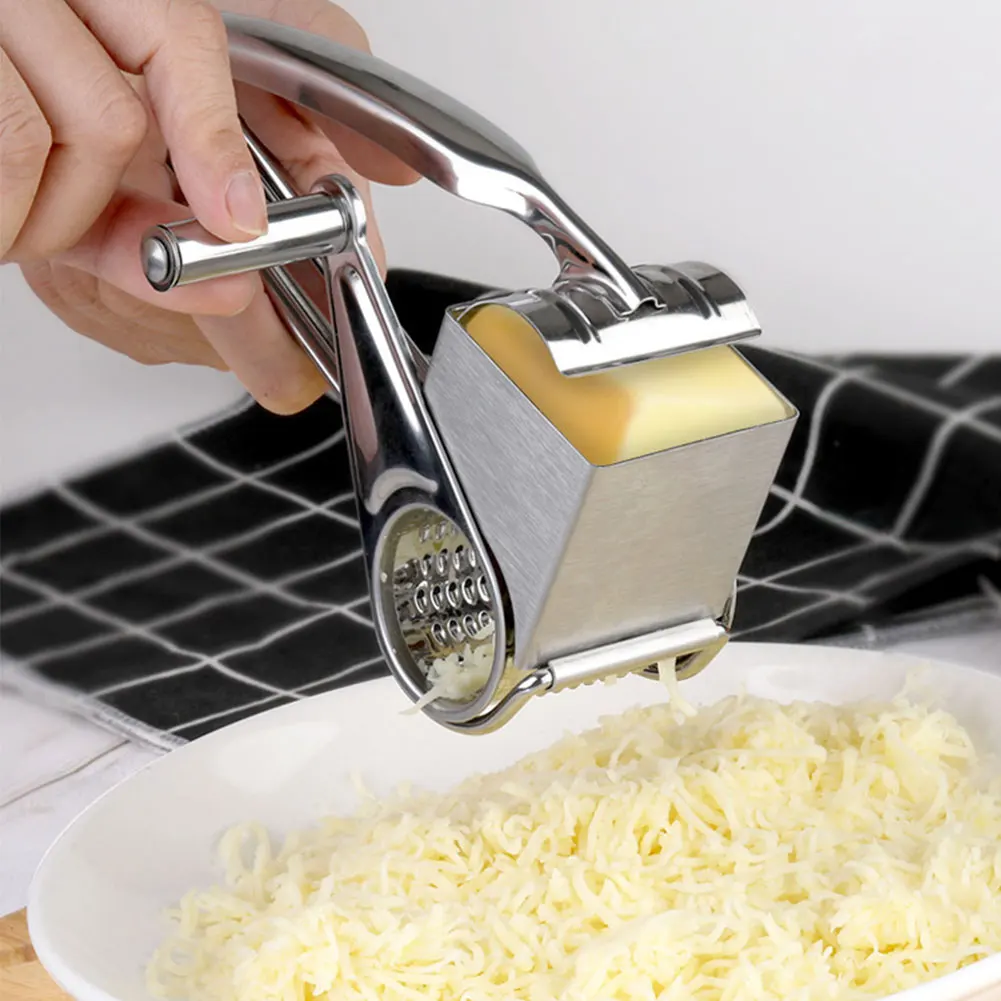 Cheese Grater 4in1 Stainless Steel Rotary Hand-Cranked Kitchen Shredder Cutter Slicer
