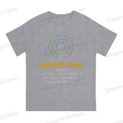 100% Cotton Amateur Radio Definition Funny T - Shirt - Unisex O - Neck Short Sleeve - XXXL (GRAY)