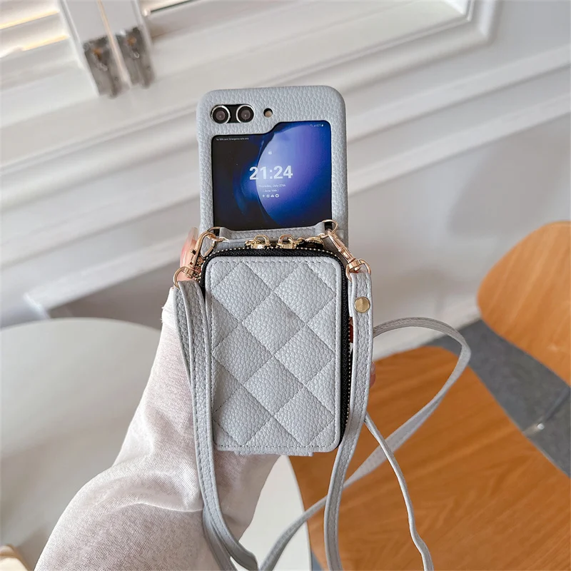 Luxury Crossbody Leather Phone Case with Zipper Wallet and Card Holder