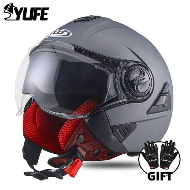 Medio casco de motocicleta para hombre, casco de motocicleta de cara  abierta, casco de motocicleta para hombres adultos y mujeres para scooter  con