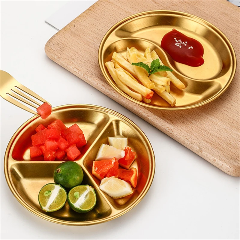 Stainless Steel Korean Sauce Dish Round Seasoning Serving Tray Soy Sauce Spice Condiment Dipping Plate Hotpot Barbecue Tableware 6