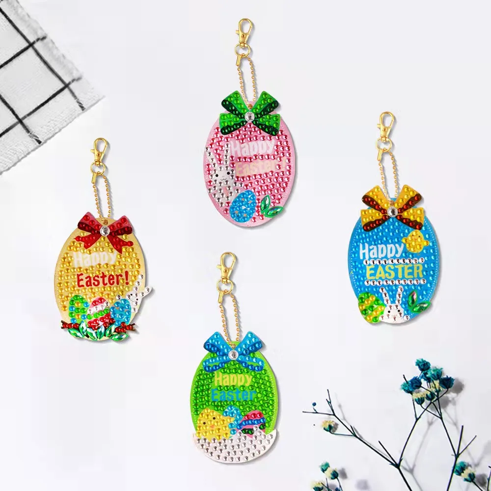 5D DIY manual Diamond Embroidery Rabbit Easter egg pendant brick painting key chain diamond mosaic animals stickers |