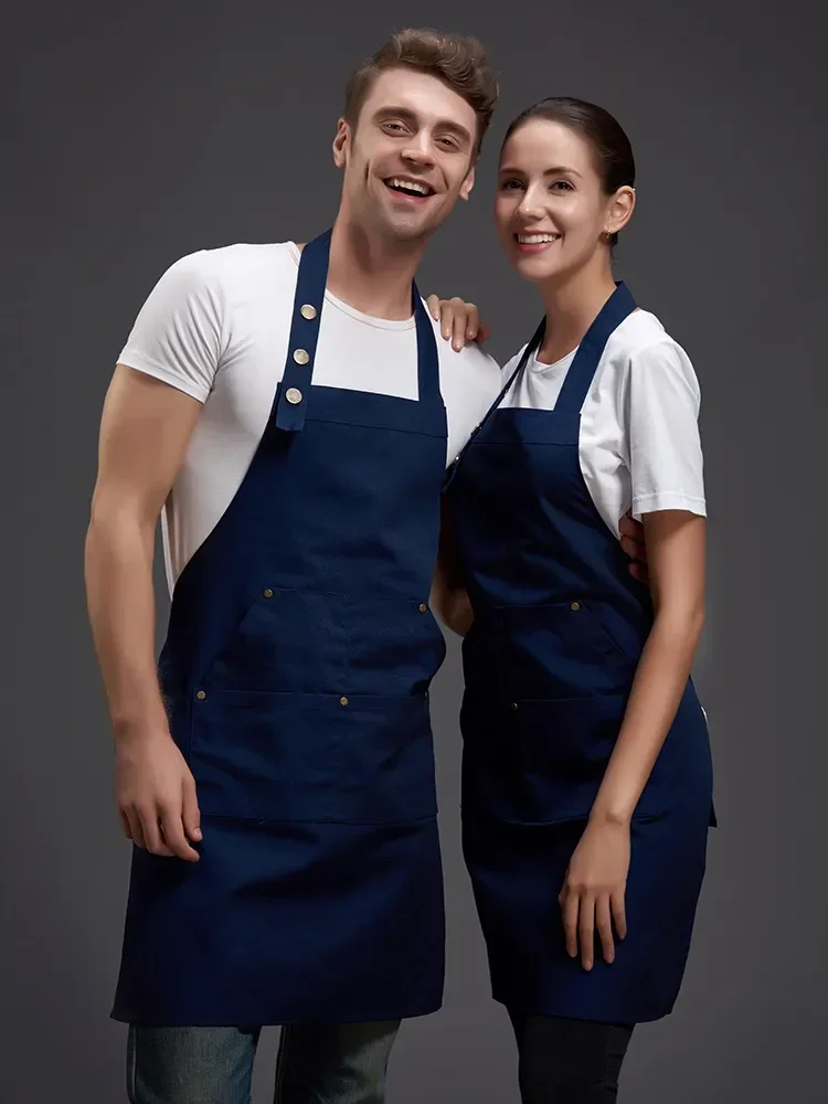 

For Woman Pure Kitchen Apron Shop Men Cooking Accessory Chef Color Waiter Hairdresser Bibs Dropshipping Kitchen BBQ Cafe Aprons