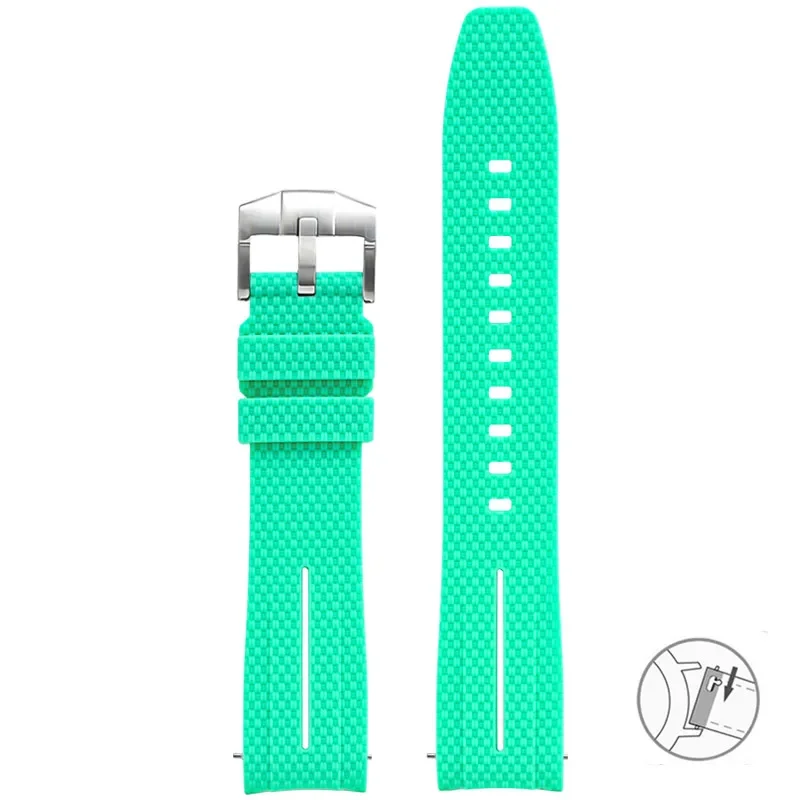 Curved End Silicone Quick Release Watch Band - 20mm Rubber Strap