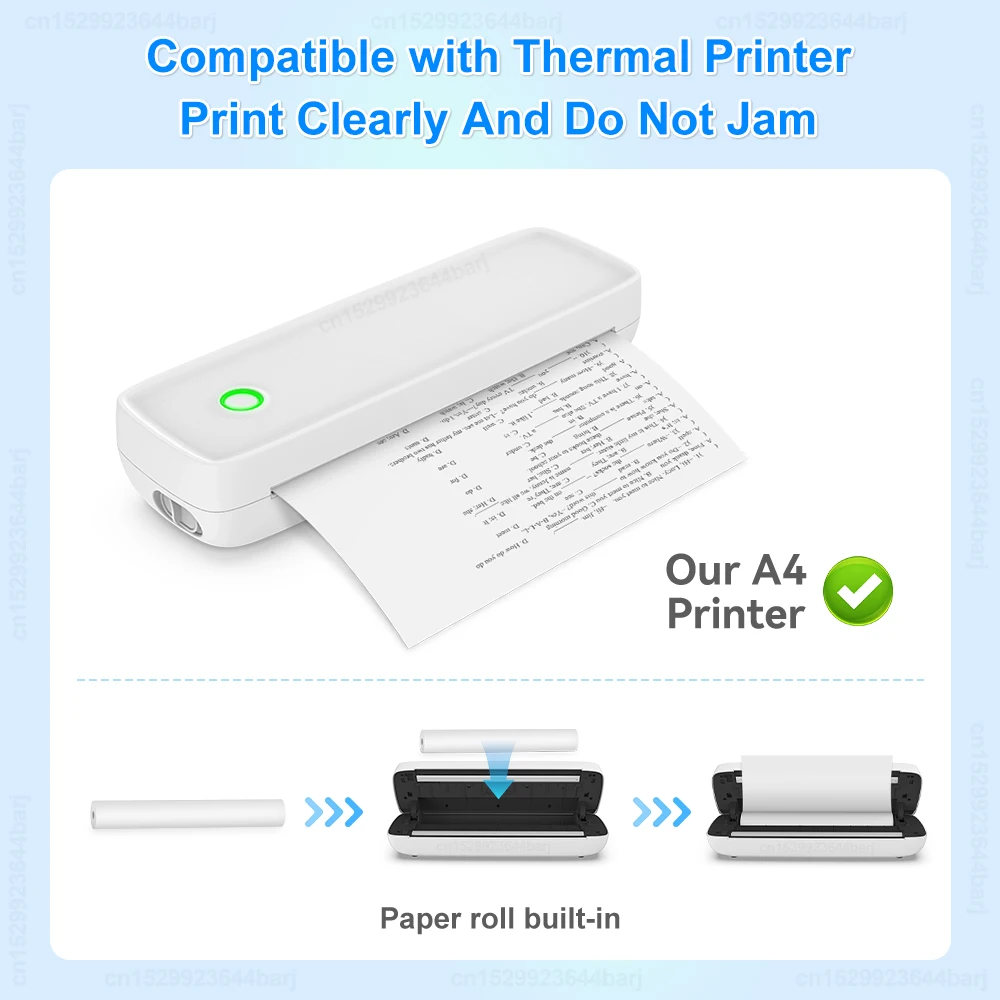 3Rolls Thermal Paper 210mm for A40 Printer A4 Thermal Printer Waterproof Oil proof Continuous Paper Roll Home Office Use