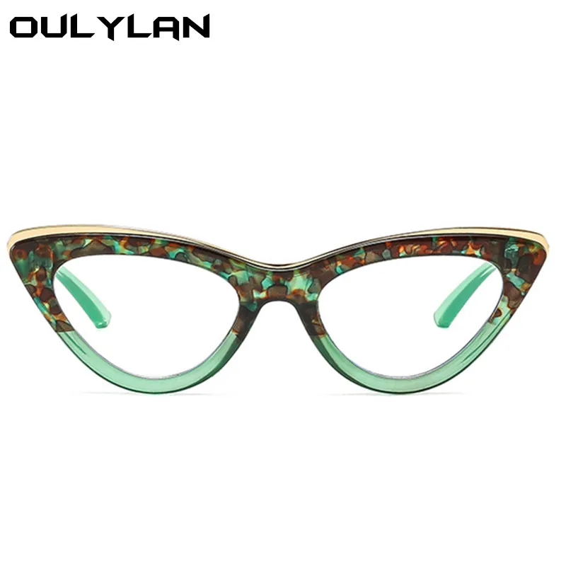  - Oulylan Small Cat Eye Spectacles Frame Women Anti blue Light Clear Eyeglasses Vintage Computer Prescription Myopia Glasses Frame